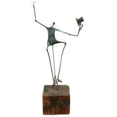 Vintage Modernist Sculpture, Man On A Unicycle