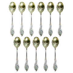 11 Trianon Pierced Vermeil & Enamel Sterling Spoons