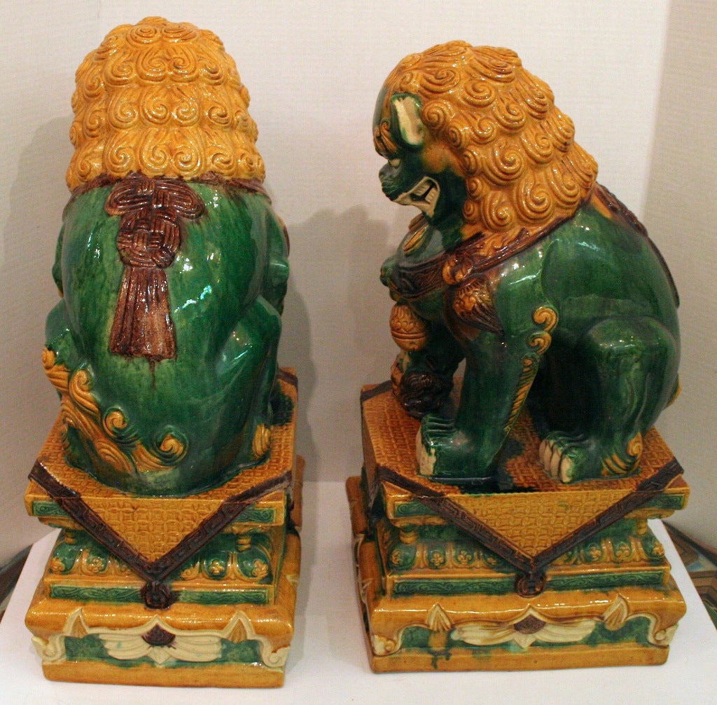 Pair of Ceramic Foo Dogs For Sale 3