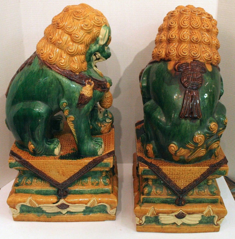 Pair of Ceramic Foo Dogs For Sale 4