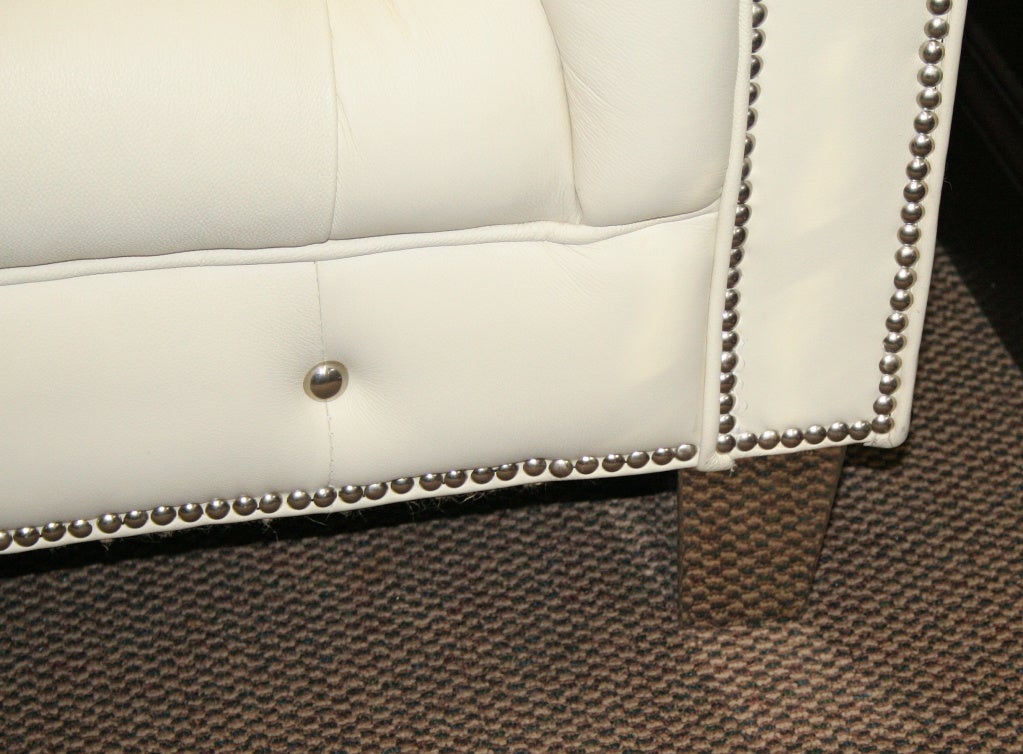 tufted leather sofa white