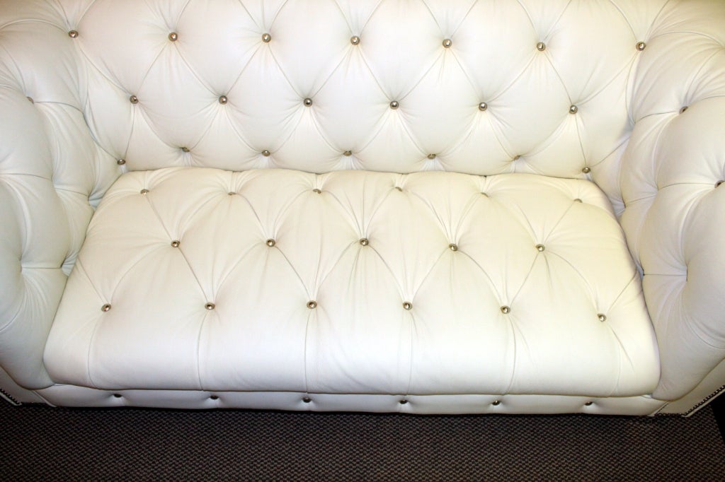 Tufted White Leather Sofa 1