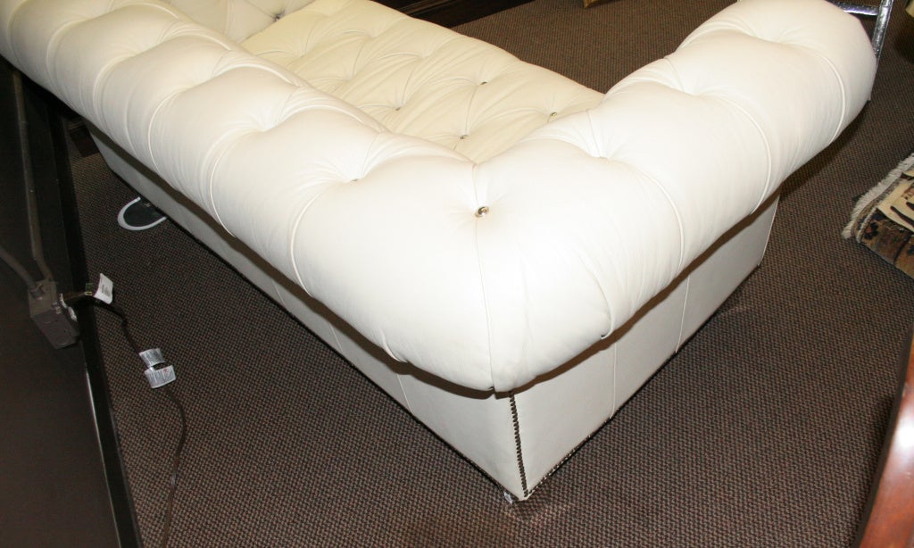 Tufted White Leather Sofa 1