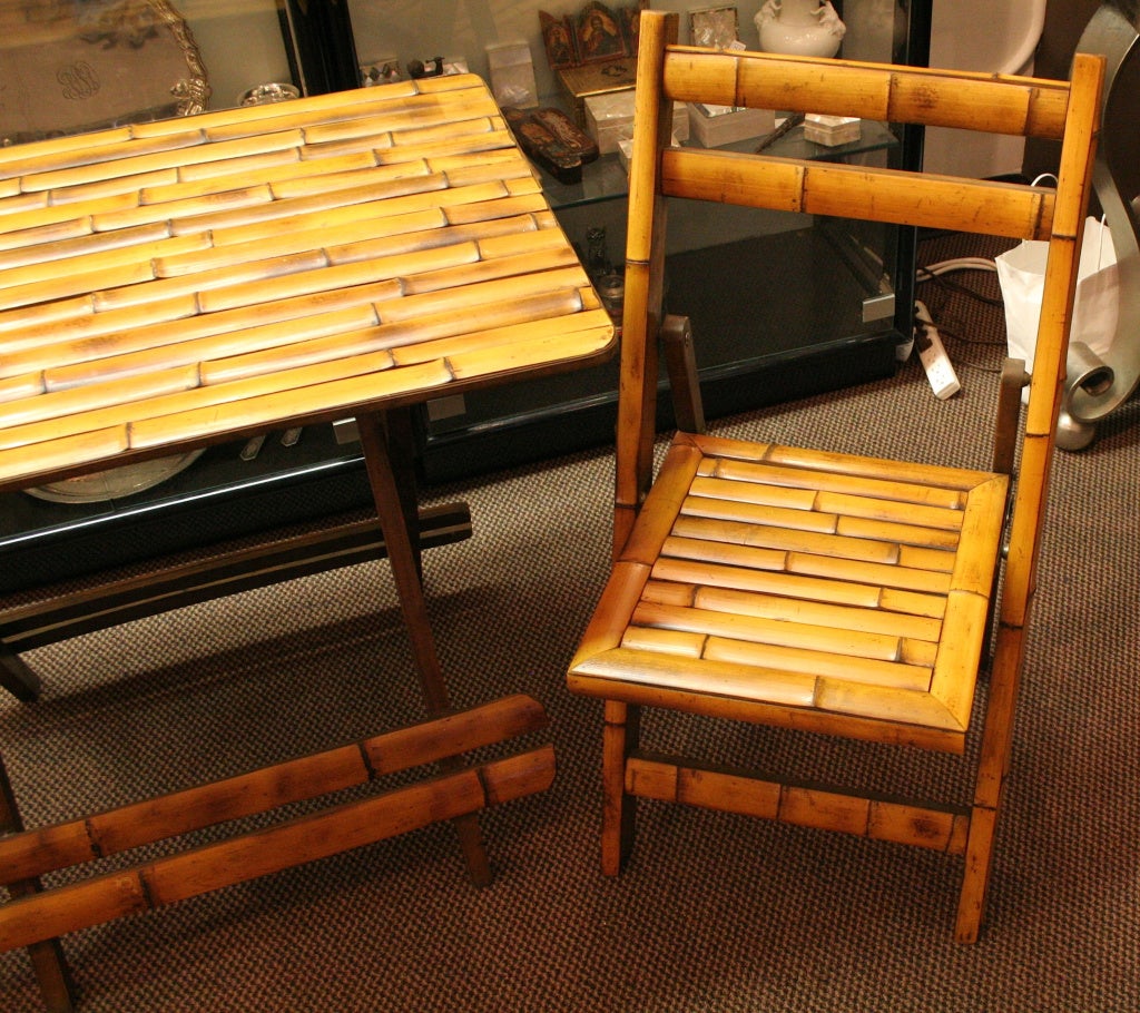 Bamboo 3-Piece Bistro Set In Excellent Condition For Sale In New York, NY