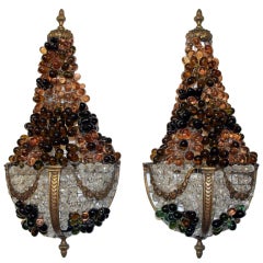 Pair of Ormolu Basket Design Wall Sconces