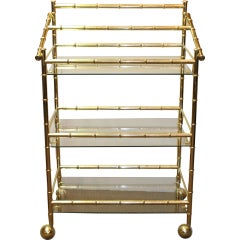 Vintage Faux Bamboo Brass Rolling Bar