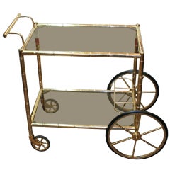 Vintage Faux Bamboo Brass Bar Cart