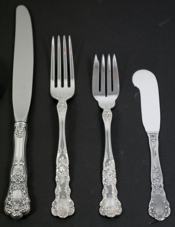 Gorham Sterling Silver Butternut Pattern 6 piece Service for 12 In Excellent Condition In New York, NY