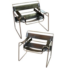Pair of Black Marcel Breuer Wassily Chairs Pair of Black Marcel Breuer Wassily Chairs