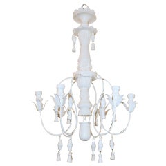Vintage Shabby Chic White Painted Chandelier