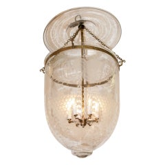Jumbo Size Bell Jar Lantern / Chandelier With Grape Etching