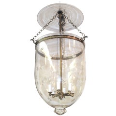 Star Etched Hand Blown Glass Bell Jar