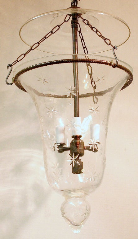 Star Etched Hand Blown Glass Bell Jar