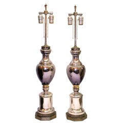 Pair of Urn Shaped Lavender Mercury Glass Lamps