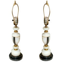 Pair of Onyx and Marble Lamps