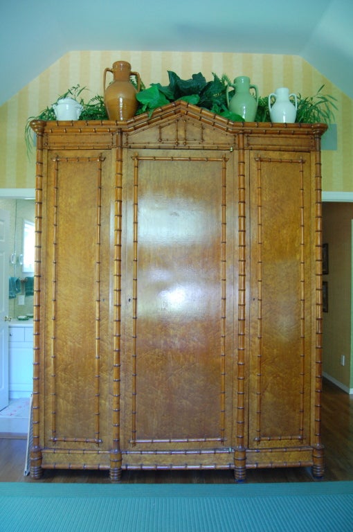 This is without a doubt one of the finest pieces of Faux Bamboo that we have ever had in our inventory. This fabulous oversized armoire is set up to hold a TV now but can easily be adapted to anyone's needs. It will be delivered unassembled for