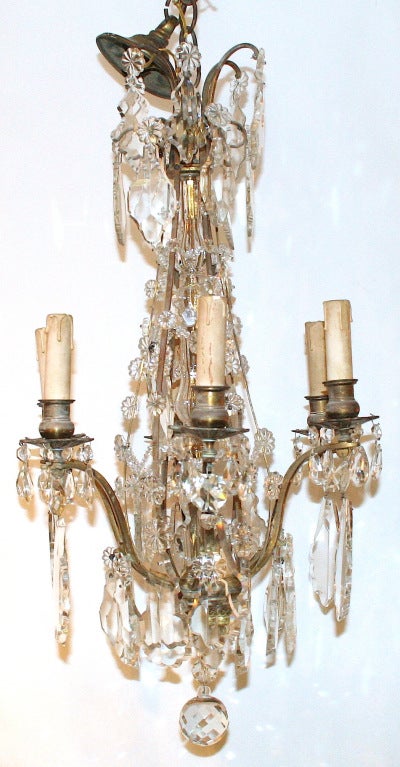 Italian Six Light Gilt Metal Chandelier