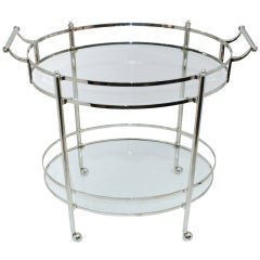 Vintage Chrome and glass top tea cart