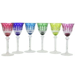 Retro Set of Six Saint-Louis Crystal Tommy Sherry Glasses