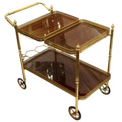 Brass Tea Cart or Bar Cart with Removable Trays