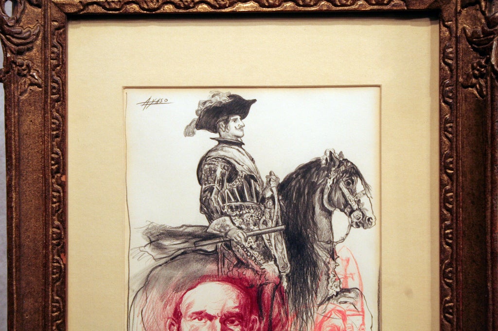 Original Pencil and Conte Crayon of Phillip III by Manuel Ayaso