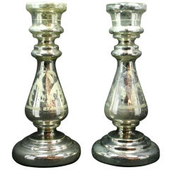 Pair of Mercury Glass Candlesticks