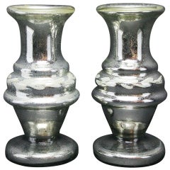 Antique Pair of Mercury Glass Bud Vases