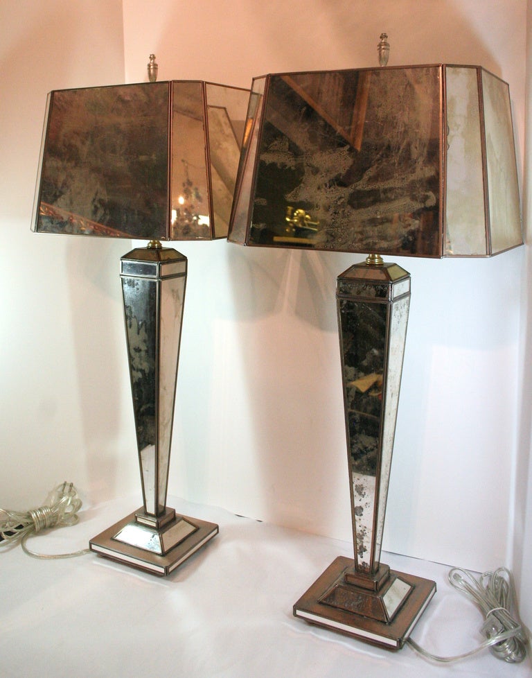 Pair of Mirrored Contemporary Lamps For Sale at 1stDibs