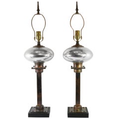 Pair of 1940
s Mercury Glass Lamps