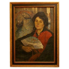 Lady with fan, oil on canvas
