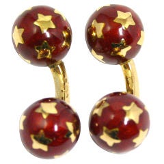 Gold & Red Enamel Star Cufflinks by Verdura