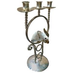 Los Castillo Candelabra with Mother of Pearl Perched Cockatiel