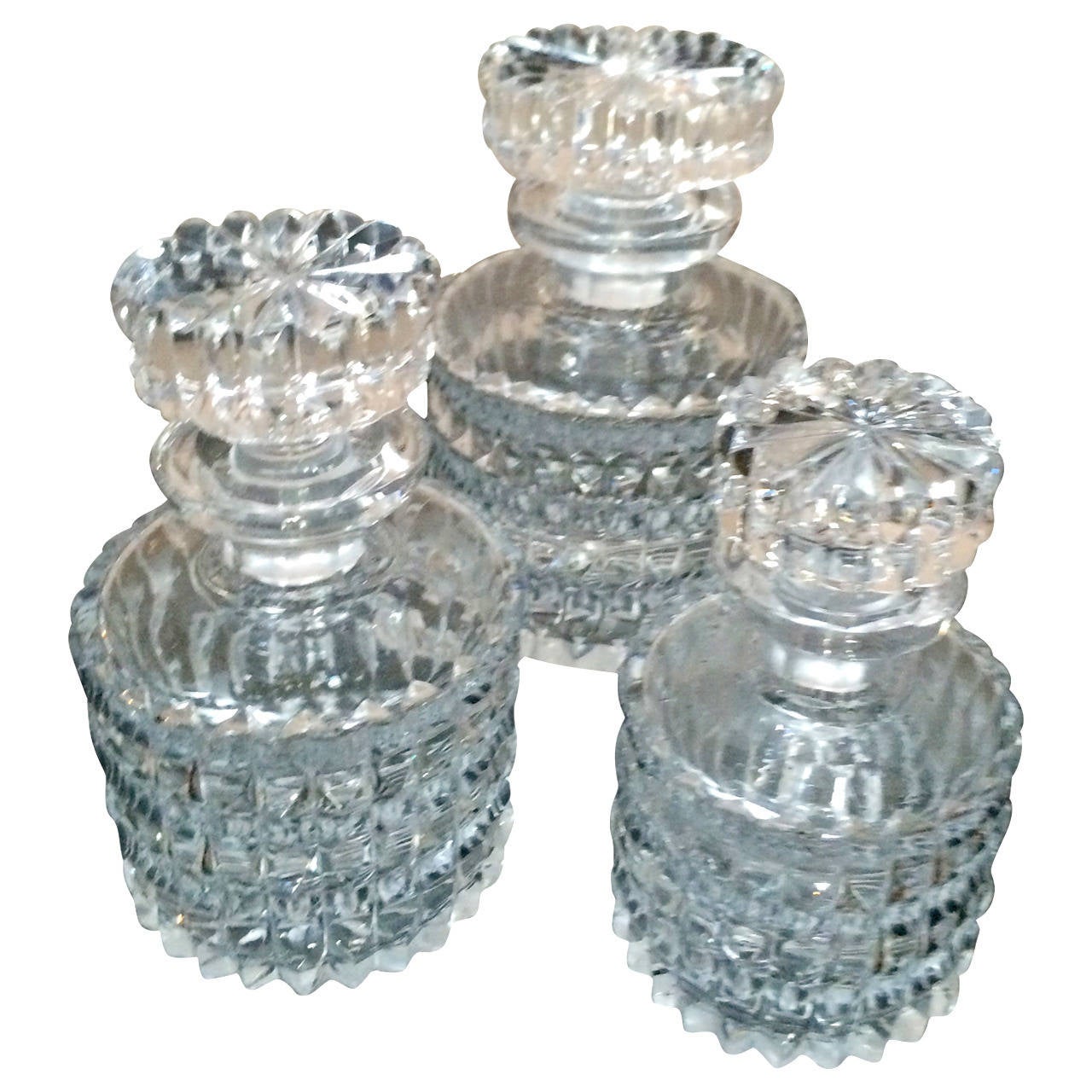 Set of Three Small Crystal Decanters For Sale at 1stdibs