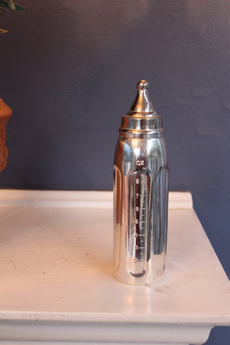 20th Century Silver Baby Bottle / Removable Lid For Storage