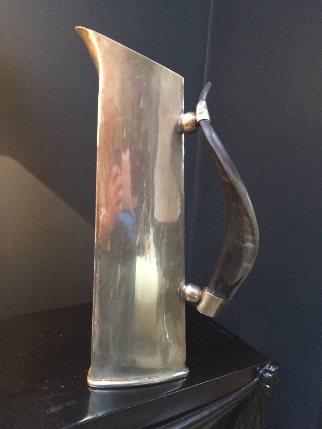 Silver Plate Pitcher in the Manner of Puiforcat In Excellent Condition In Los Angeles, CA