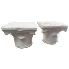 Cast concrete Pair of capital side Tables