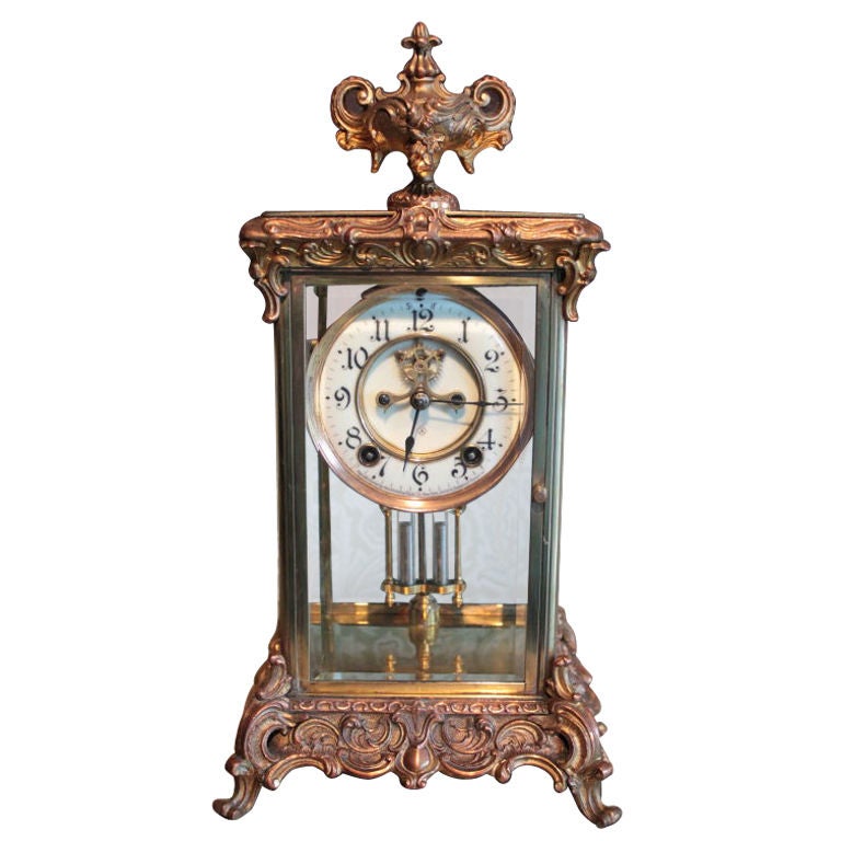 Restored Ansonia Regulator mantle clock with Key