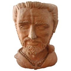 Vintage priest bust Flower pot