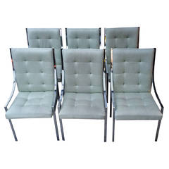 Set of Six Milo Baughman Chrome Chairs