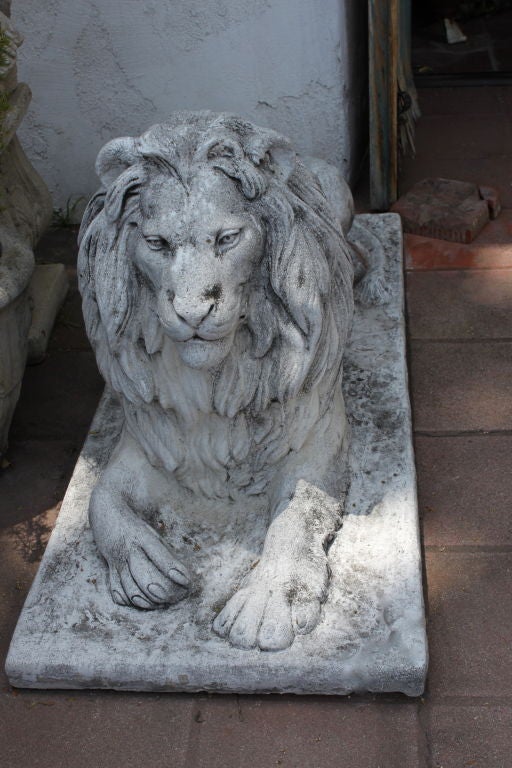 American Pair of 1920's lion statues