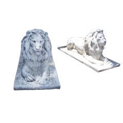 Pair of 1920's lion statues
