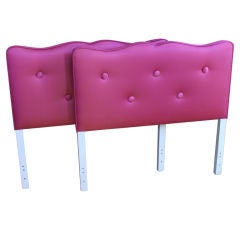 Pair of Twin Headboards in Raspberry Silk