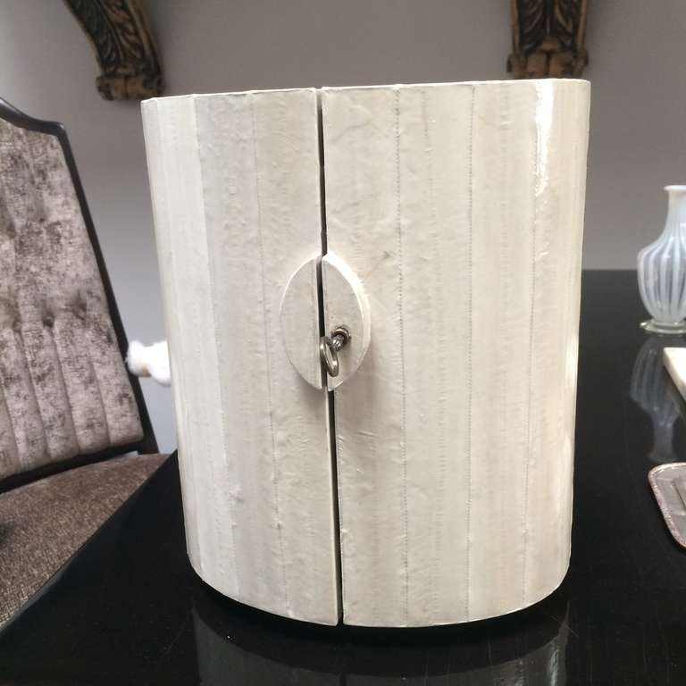 20th Century Eel Skin locking jewelry box with Shagreen drawers