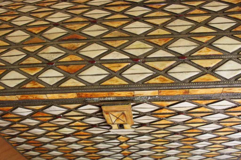 Moroccan/African Style Trunk Inlaid Bone and Semi Precious Stones 1