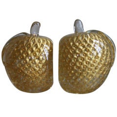 Murano Gold Apple Book Ends