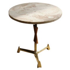 Marble side table with brass leg 
wood detail