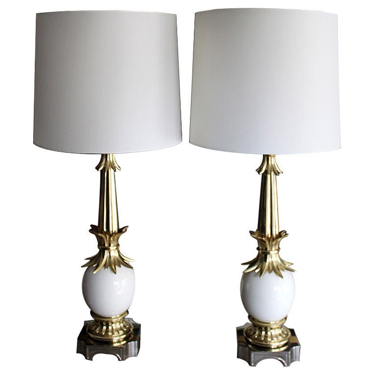 Pair of Stiffel Ostrich Egg Lamps after Tommy Parzinger