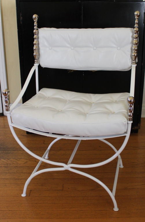 American Throne Chair with White Leather Replated