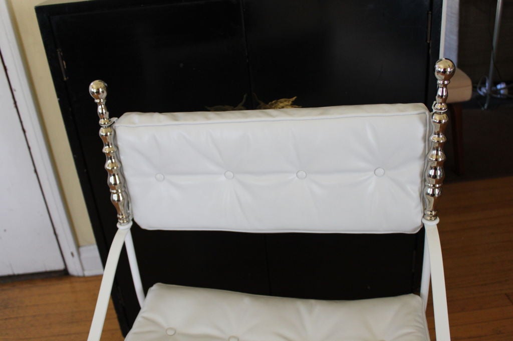 Throne Chair with White Leather Replated In Excellent Condition In Los Angeles, CA