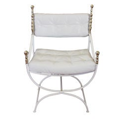 Throne Chair with White Leather Replated